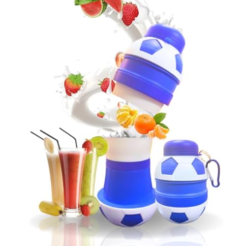 Image of HIC Kitchen Portable Juicer Blender USB Rechargeable Foldable Football Smoothie Maker with 6 Stainless Steel Blades, Personal Juice Mixer Shake Maker for Gym Travel Office Home (Multicolor)