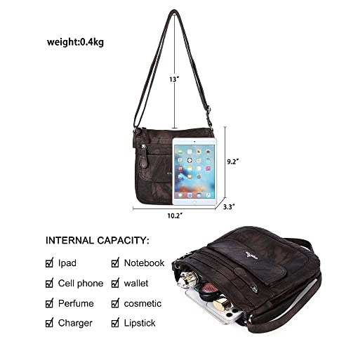 Image of Angelkiss Small Womens Crossbody Bag Leather Shoulder Purse for Women Hobo Bag with Adjustable Shoulder Strap