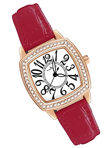 MicLee Montres Bracelet Femme Montres Quartz à Cadran Carre avec Strass Etincelants Montre de Luxe avec Cadran Or Rose à Chiffres Arabes pour Dame Fille...