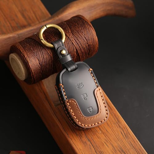Image of keyzone dual leather key cover for Hyundai i20, Creta, Venue, Tucson, Alcazar, Verna, Xcent, Aura, Elantra 3 button smart key