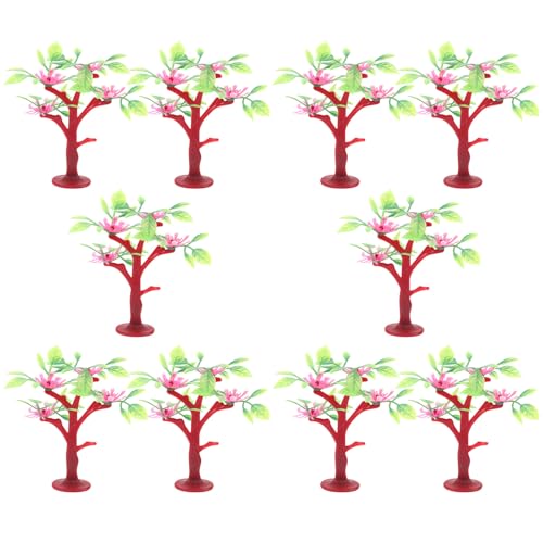 ETHZZLE 10個 高 ミニチュア樹木模型 軽量で 持ち運び簡単 ミニサンドテーブル用 リアル風景装飾 花咲く プラスチック製模型 自然な造形で