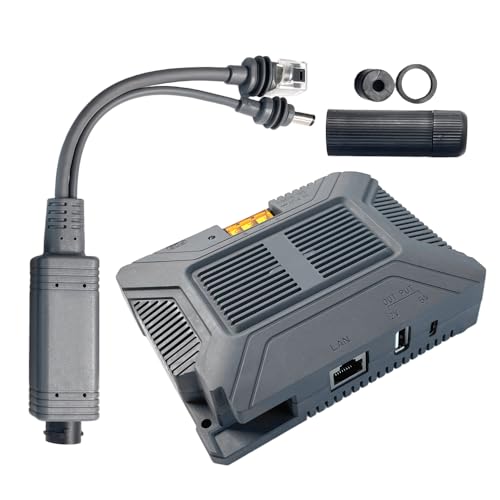 DISJEST Starlink Mini PoE Injector Kit, 150W 12V to 48V Step-Up Power Over Ethernet Adapter with Splitter, Replacement for Starlink Mini Dishy, Outdoor IP68 Waterproof for RV Marine Off-Grid Use