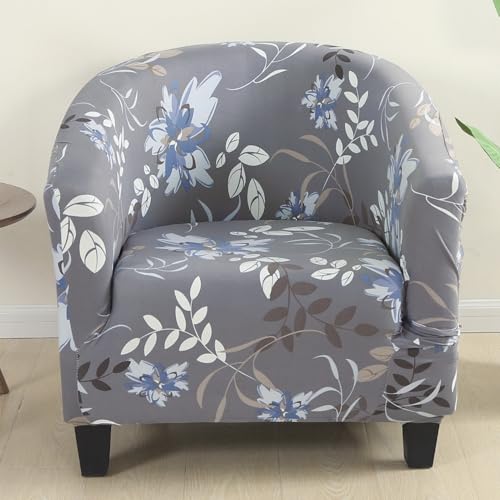 Image of SearchI Club Chair Slipcover Stretch Barrel Chair Covers Printed Tub Chair Slipcovers Soft Spandex Armchair Sofa Cover Removable Couch Furniture Protector Arm Chair Cover for Living Room(Flower 4)