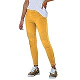 pinger Damen Skinny Jeans Elastische Denim Jeggings Low-Rise Röhrenjeans Slim Shaping Jeanshose Slim Bleistift Lang Hose Treggings Leggings Jeans (XXXXXL,Gelb)
