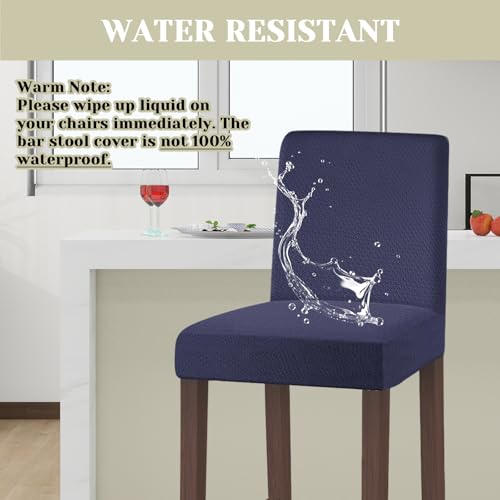 Image of Bar Stool Covers Counter Chair Slipcovers Set of 4,Navy | Stretch Barstool Seat Covers,Washable Removable Pub Tall Stool Slipcover,Bar Chair Cover for Kitchen Dining Room Cafe