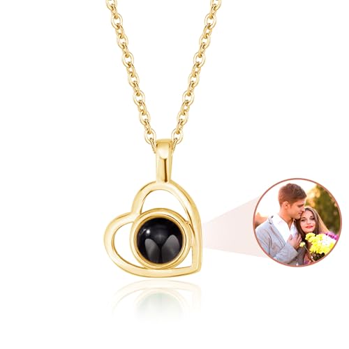 Easycosy Collar con Foto Personalizada para Mujer, Collar con Colgante Personalizado - Proyección con Imagen, Regalos Originales para Mujer, Esposa, Mamá, Aniversarios de Cumpleaños