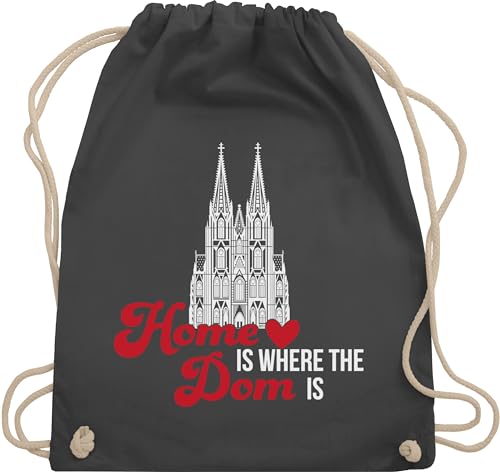 Turnbeutel Rucksack - Karneval & Fasching - Taschen - Home is where the Dom is Köln I - Unisize - Dunkelgrau - beutel karnevalsbeutel faschings kölner tasche karnevalstasche karnevals wurfbeutel