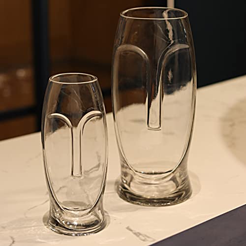 Shmilmh Pink Flower Vase, 9" Glass Face Vase For Modern Decor, Unique Small Centerpiece Vases For Table #TOP5