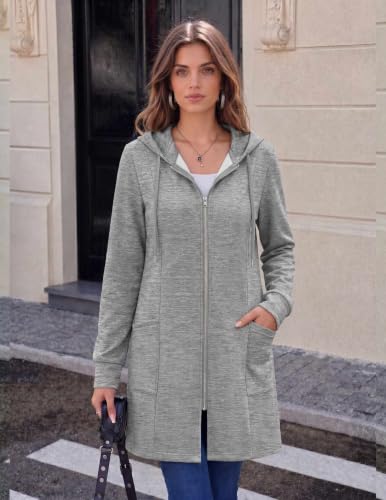 Zeagoo Hoodies for Women Sweatshirt Fall Zip up Jacket 2026 Light Grey XL — view 2