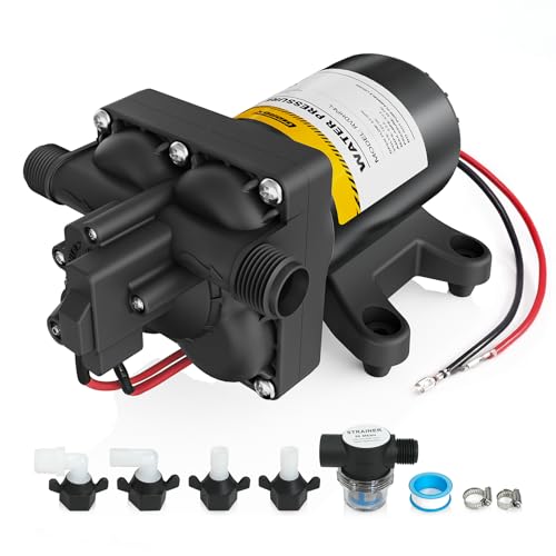 Gidrox 12V RV Water Pump, 5.0 GPM 55 PSI Diaphragm Pump, 12Volt Quiet Fresh Water Pump with Pressure Switch, Self Priming Pressure Pumps for RV Camper Boat Marine Food Truck