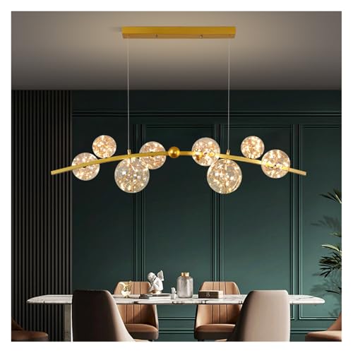 Lustre long boule de verre idéal pour éclairer un comptoir de café ou une grande table