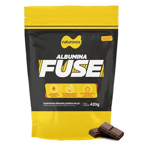 Kit 2x Albumina Fuse Naturovos 420g Sabor Chocolate Proteína Do Ovo Sem Glúten E Lactose