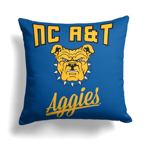 Northwest NCAA North Carolina A&T Aggies Alumni Double-Sided Printed Throw Pillow, Soft Decorative Polyester Fan Cushion, Couch Bed or Game Room Decor, 18 x 18 in