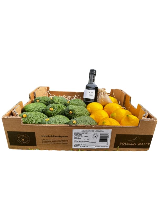 Pack Degustación Aguacates - Caja de Aguacates 2kg, limón, aceite y sal - Origen Nacional - Producción Ecológica