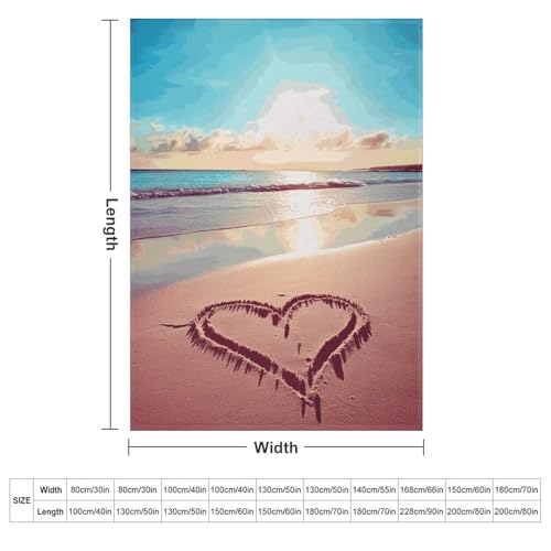 Couverture flanelle Love Beach 127x177 cm légère pour canapé