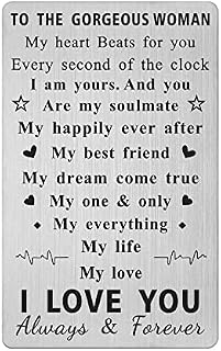 Wife Birthday Wallet Card Gifts - I Love You Gifts for Her, Wife Romantic Birthday Engraved Card Gifts