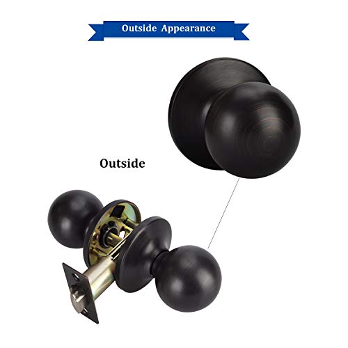 Newbang Hall/Closet Knob Handle Lock In Aged Bronze-Round Door Lock Handle In Bronze For Passage Door,5763-Orb-Ps-1P #TOP4