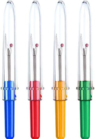 GCS 4 Pack of Sewing Snips Thread Cutter Sewing Scissors Seam Ripper, Sewing Stitch Thread Unpicker with Plastic Handle and Cover