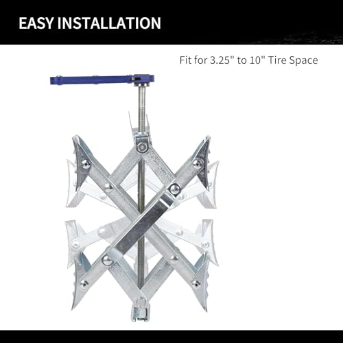 Image of SUZANNE Camper Wheel Chock Stabilizers - X-Shaped Design with Wrench & Lock for 3.25 inch to 10 inch Tire Spaces - Corrosion Resistant for Dual Axel RV, Travel Trailer, Camper & Truck Tires (2-Piece Set)