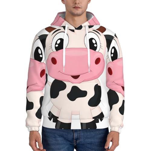 Sweat à capuche EdWal homme imprimé vache en polyester avec poche kangourou