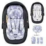 Baby Car Seat Head Support with Extra Headrest, Adjustable Infant Car Seat Insert with Shoulder Pads Set...