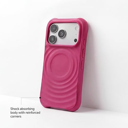 Image of amazon basics Shockproof Case for iPhone 17 Pro Max | Ripple Pattern | Camera Protection | Protective Cover with Enhanced Grip & Wireless Charging Support - Maroon Red