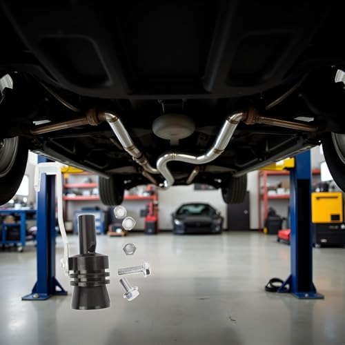 Auto-Auspuffpfeife, universeller Turbo-Soundverstärker, Aluminiumlegierung Auto-Brüllmacher Schalldämpferrohr-Pfeife, Fahrzeug-Abblasventil-Spitzen-Simulator Heck-Pfeife (Schwarz, XL)