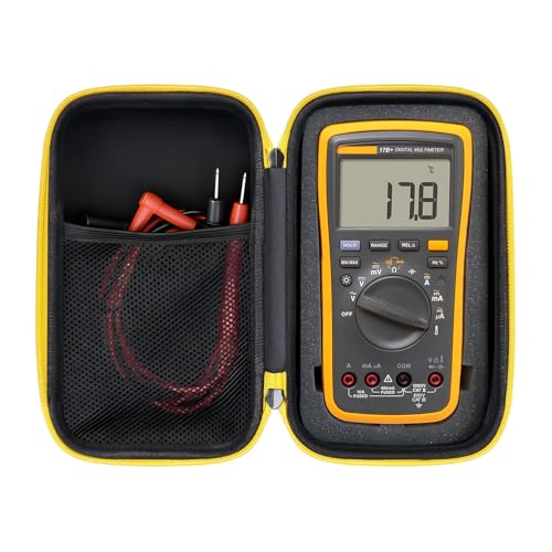 Carrying Hard Case for Digital Multimeters 117/15B+/17B+/178/179/1587 FC/87/87v max - Fits 105/107/233/789/787& More with DIY Foam (Case Only)-blackeyellow