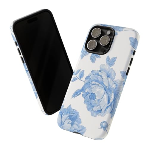 Coque pivoine bleu clair iPhone 15 Pro Max pour été