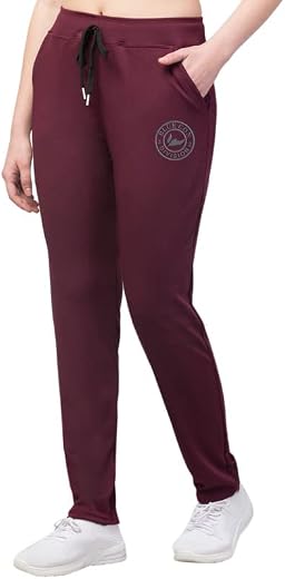 BLUECON Women's Plain Solid Regular Fit Straight Leg Open Bottom Polyester Track Pant/Plazo Pant with Brand Logo