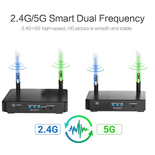 Wireless HDMI Transmitter and Receiver, Ansten 328ft /100m Wireless HDMI Extender with HDMI Loop-Out IR Remote Control Support 1080P@60Hz Full HD Perfect for Home Theater,Projector, Office Use