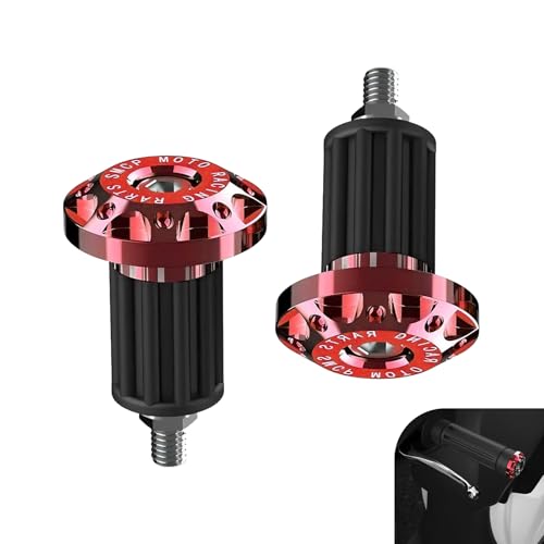 Titwaye 2 PCS Motorcycle Bar Ends, Shockproof Handlebar Grips End Plugs, Aluminum Alloy Handle Bar Weights Guards, Universal Modification Parts for Car Off-Road Motorcycle (Red)