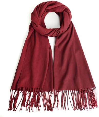 GERIINEER Winter Long Wool Soft Warm Tassel Scarves for Women Men Ladies 25 Solid color Scarfs Women Men Shawls and Wraps