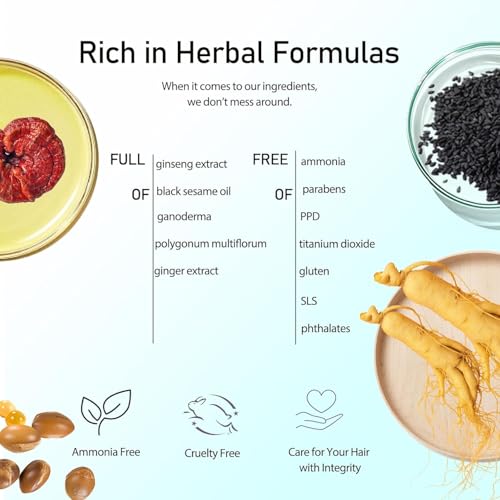 Fvquhvo 3-in-1 Herbal Hair Dye Shampoo, Instant Hair Color