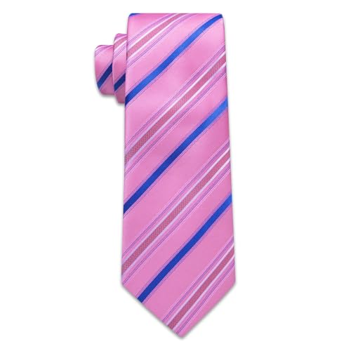 Image of YourTies Striped Ties for Men Classic Woven Silk Necktie with Handkerchief Cufflinks Set Formal Business Party Wedding