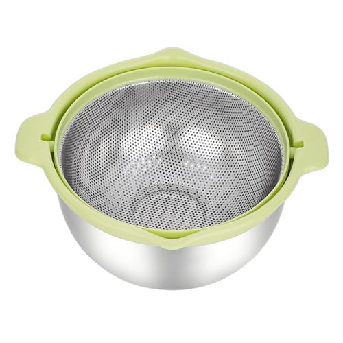 MagiDeal Set di 2 colini e Ciotole per Il Lavaggio del Riso, Foro da 1,5 mm, con Manico, cestello Multiuso per Il Lavaggio del Riso per di Riso, Verde
