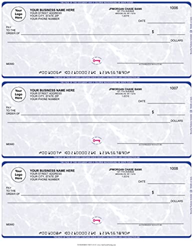 ABC Business Checks Compatible w/QuickBooks, 3 On A Page, 300 Checks (Marble Blue)