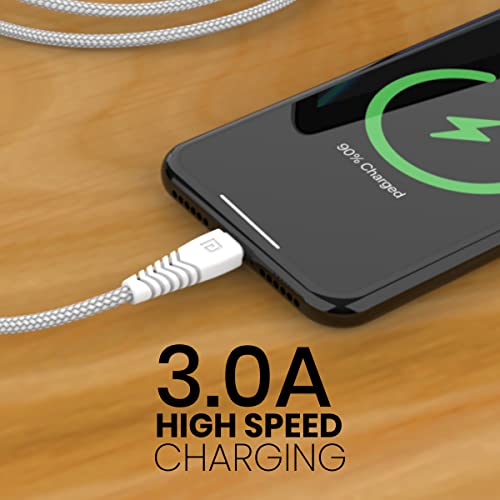 Image of Portronics Konnect B Micro USB Cables For Fast Charging & Data Sync 3.0 Amp with PVC Heads I Nylon Braided I 1 mtr(White)