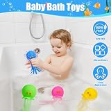 Auvitaya 4 PCS Octopus Water Balls, Sensory Stress Relief Floating Pool Toys for Kids, Water Splash Balls Toddler Swim & Bath Toys, Christmas Goodie Bag Fillers for Babies