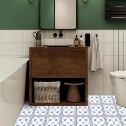 Image of Moroccan Tile Stickers | Waterproof Self Adhesive Peel & Stick Tile Decals for Kitchen Backsplash, Bathroom Wall, Floor, Furniture & Glass (6x6 Inch, Design 7, 40 Pic)