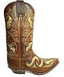  Sendra Boots 7490 Cuervo Marrón Cowboy Western Biker Botas Vaquero Puntiaguda Tacón Inclinado Eje Decorativo Hecho A Mano Cuero Genuino Talla 41