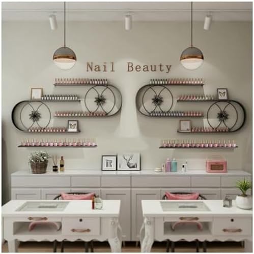 JKSVTF Nail Polish Essential Oil Display Shelf, U-Shaped Metal Rack, Cosmetic Storage Cabinet for Storing Cosmetics, Essential Oils and Perfumes (Black)