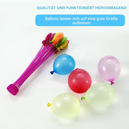 555 Stück Wasserbomben Selbstschließend，Wiederverwendbare Wasserbomben mit 4 Wasserhahn Anschluss，Bunt Wasserballons，60 Sekunden Schnellfüller，Wasserbomben Luftballons，für Strände, Poolparty