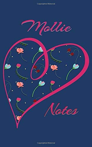 Mollie Notes: Personalized Journal with Her Name (Heart/Flower Design on Navy Blue)