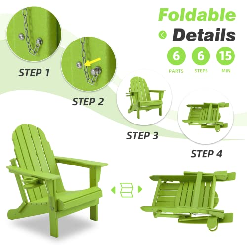 Richryce Folding Adirondack Chair Outdoor, Hdpe Poly Lumber Weather Resistant Patio Chairs, Patio Chair Lawn Chair Outdoor Adirondack Chairs For Garden, Deck, Backyard, Lawn Furniture (Green) #TOP5