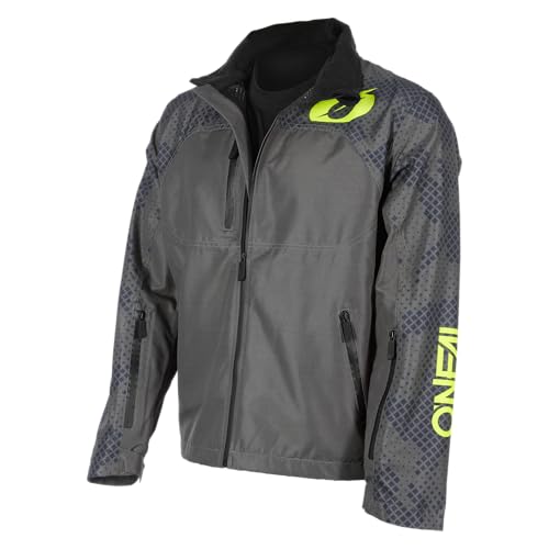 O'NEAL Kurtka na rower górski | MTB Mountain Bike DH Downhill FR Freeride, wodoszczelna, wentylacja pod pachami, materiał Soft-Touch, Shore Rain Jacket | dla dorosłych, szary/żółty neonowy, S