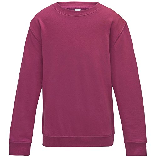 Image of AWDis Just Hoods Childrens/Kids Plain Crew Neck Sweatshirt (3-4 Years) (Hot Pink)