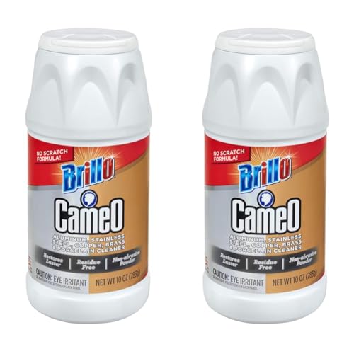 Brillo Cameo Cleaner, Perfect on Aluminum, Stainless Steel, Copper, Brass & Porcelain, No Scratch Formula 10 Ounce (Pack of 2)