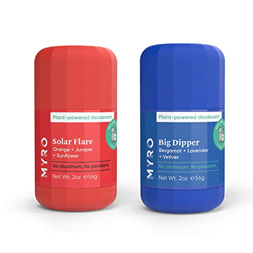 Myro Deodorant | Plant-based, Aluminum Free, Baking Soda Free, Cruelty Free & Vegan – 2 pack, Big Dipper & Solar Flare