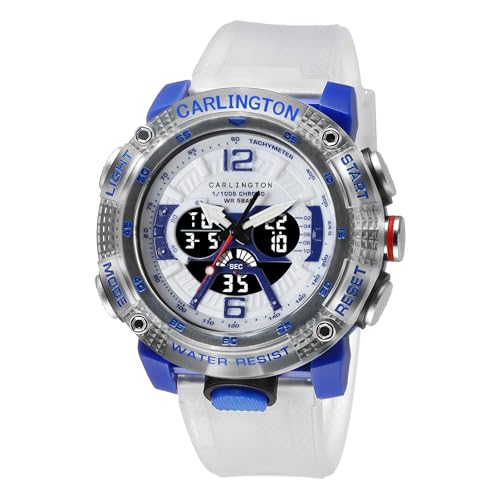 Image of Carlington Velocity Series Analog-Digital Sports Watches for Men and Boys with Alarm, Stopwatch, Backlit Display, Dualtime, Silicone Rubber Strap, Water & Shock Resiatant - CT 8058